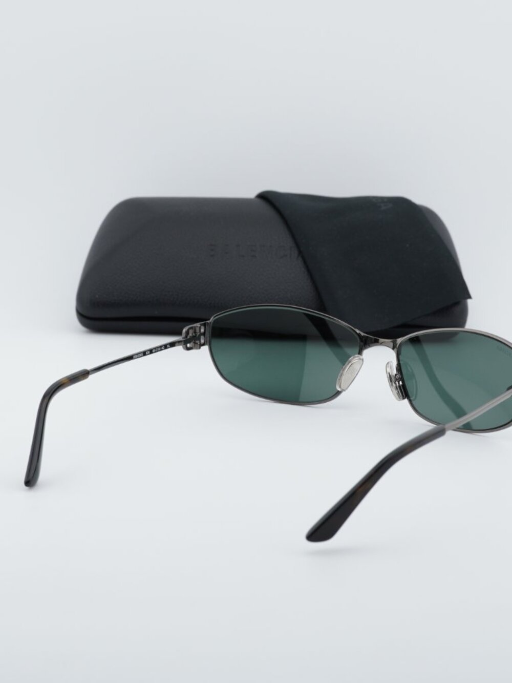 Balenciaga BB0336S 005 Unisex Oval Sunglasses - Grey / Green Mirror - Picture 5 of 11